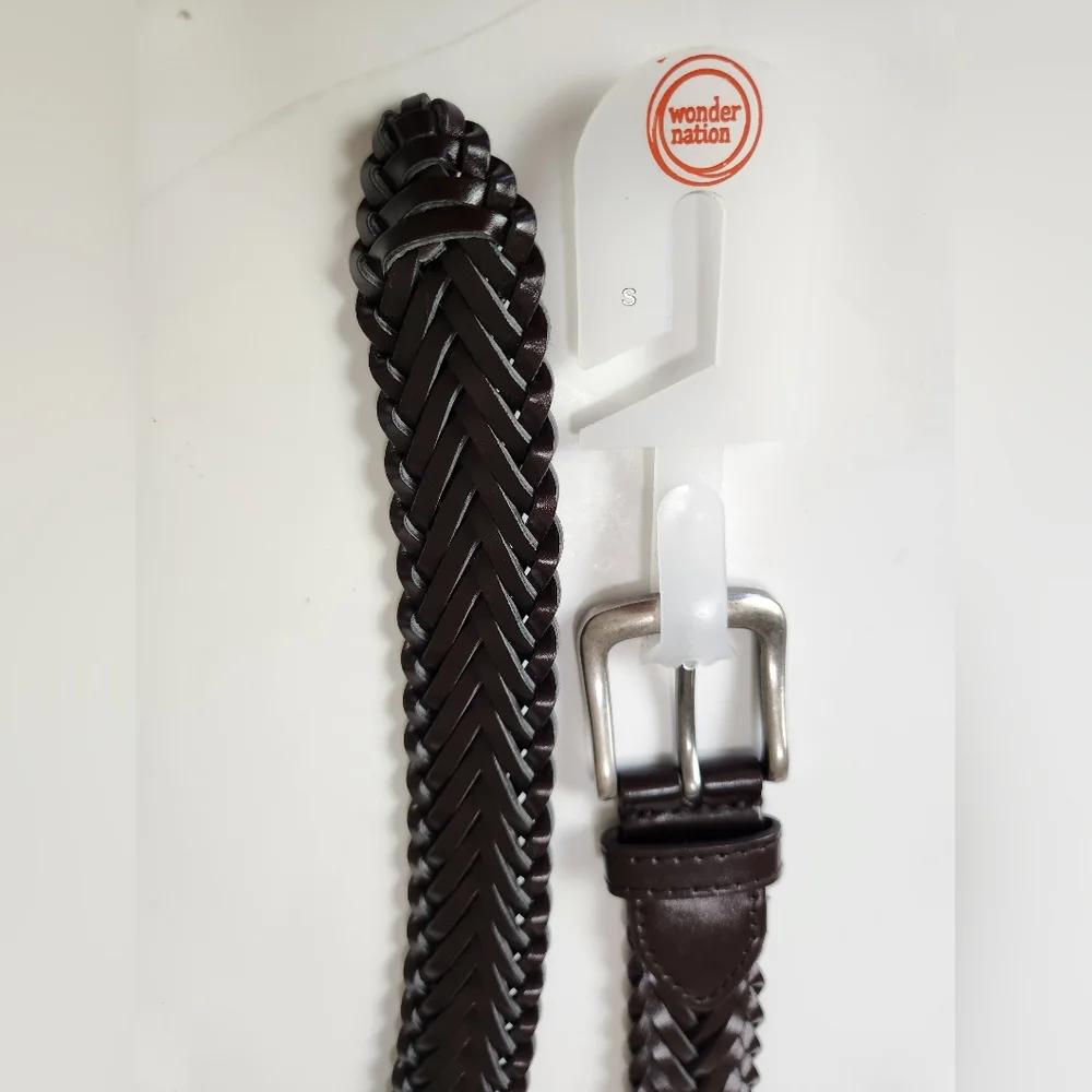 Wonder Nation Boys’ Brown Braided Belt Size Small NWT